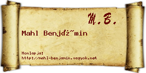 Mahl Benjámin névjegykártya